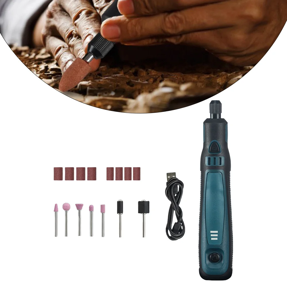 Portable 15 Piece Rotary Tool Kit with High Speed Motor and 36 Volt Battery for Jewelry Woodworking and Crafts