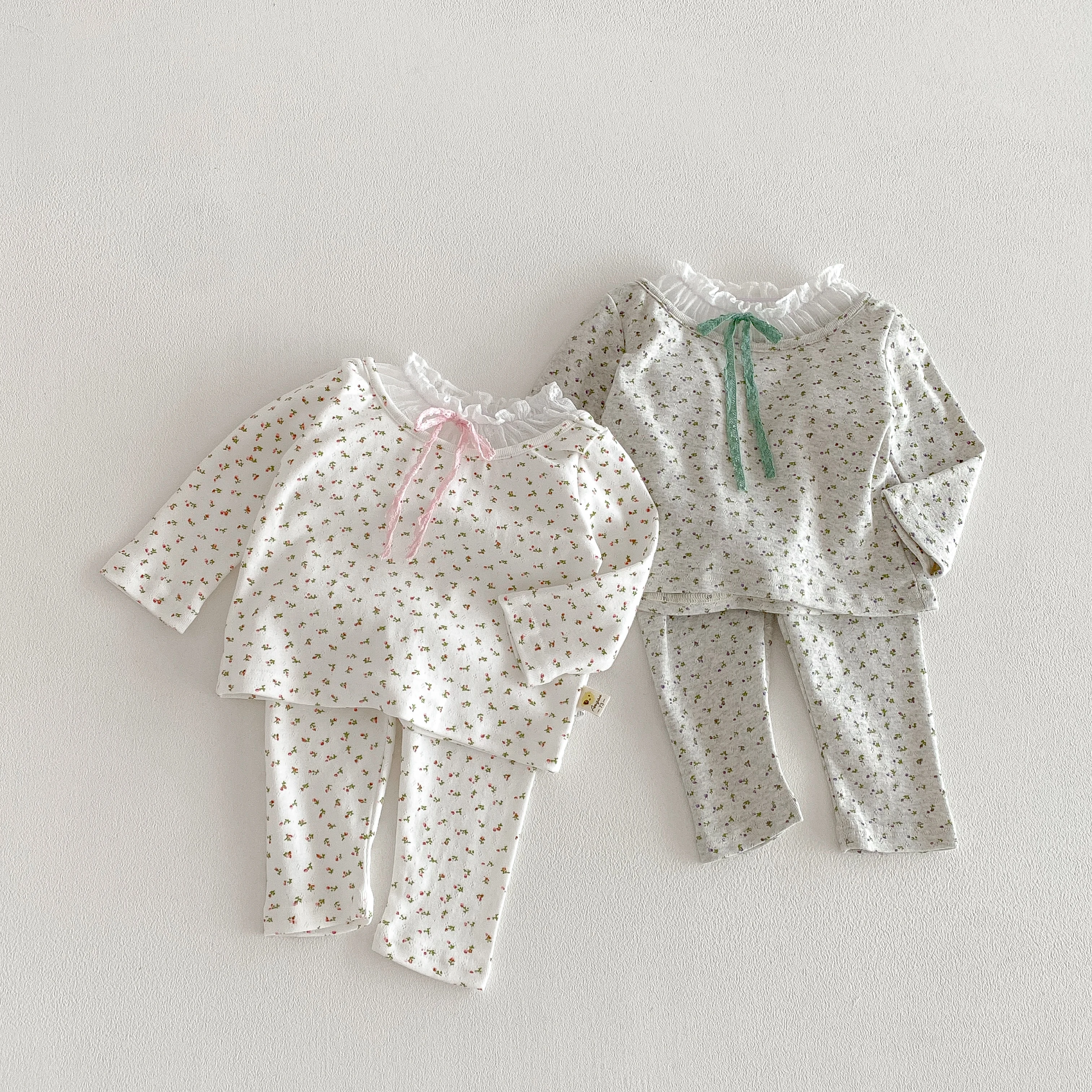 2026 Spring and Autumn New Collection baby Long-Sleeve Set for Girls: Floral Print Underwear and Pants, Two-Piece Bodysuit