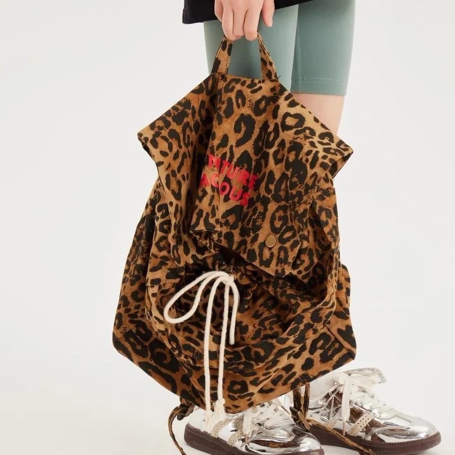 Borsa a tracolla grande in tela con stampa leopardata per donna borsa a tracolla Casual per lo Shopping di Designer di lusso di nuova moda femminile