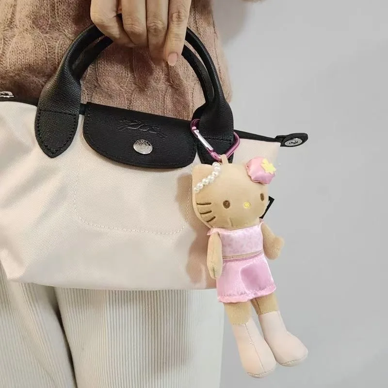 Breloczek pluszowy Sanrio Cartoon Kitty z długimi nogami, 15 cm, zawieszka do kluczy, zabawka, uroczy prezent dla dziewczynek