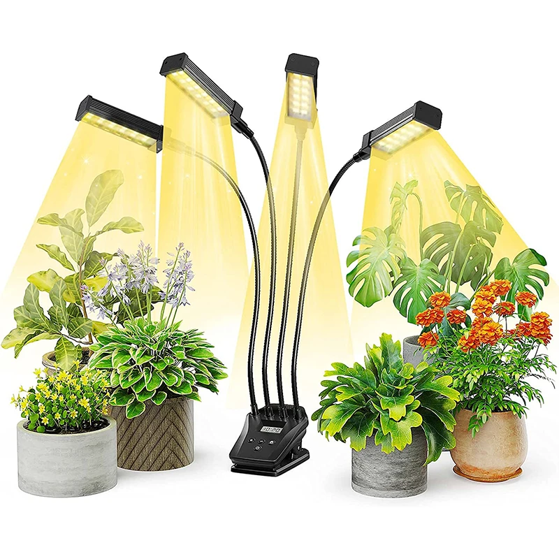 Lumière de remplissage pour plantes, spectre complet, gradateur d'écran hydroponique, minuterie d'imitation de la lumière du soleil, radiateur à clip LED, 1234