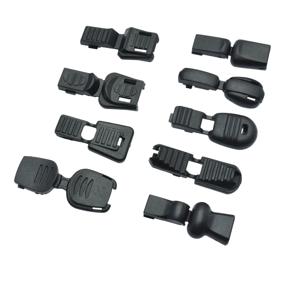 10pcs/pack Zipper Pull Cord Ends For Paracord & Cord Tether Tip Cord Lock Plastic Black