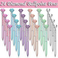 24 Uds. Bolígrafos grandes de cristal con diamantes, regalo de Navidad, bolígrafo brillante, bolígrafos de tinta negra adecuados para suministros escolares y de oficina