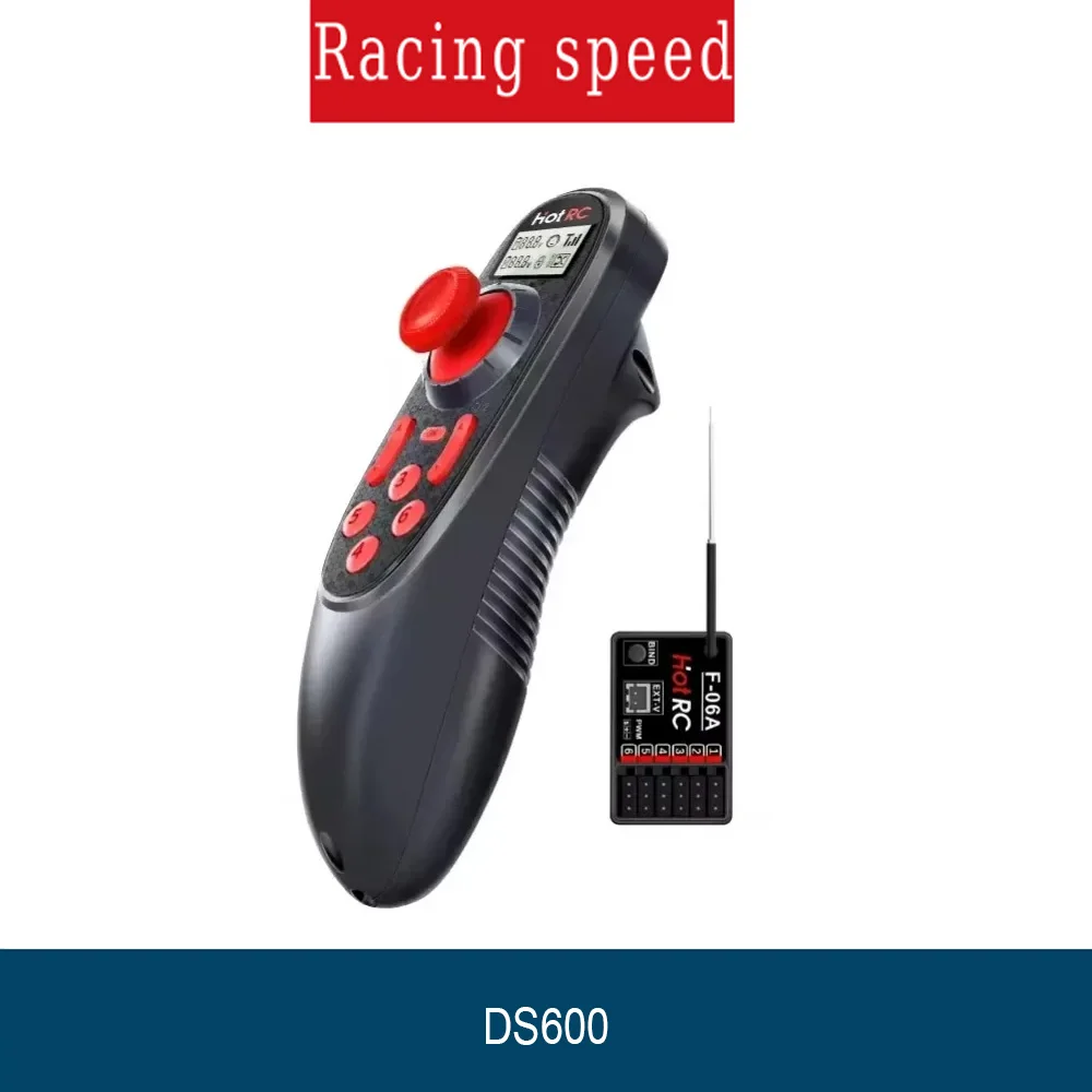 HOTRC DS-600 6CH 2.4GHz Radio System Transmitter Remote Controller with F-06A 6 Channel Receiver for RC Boat Model