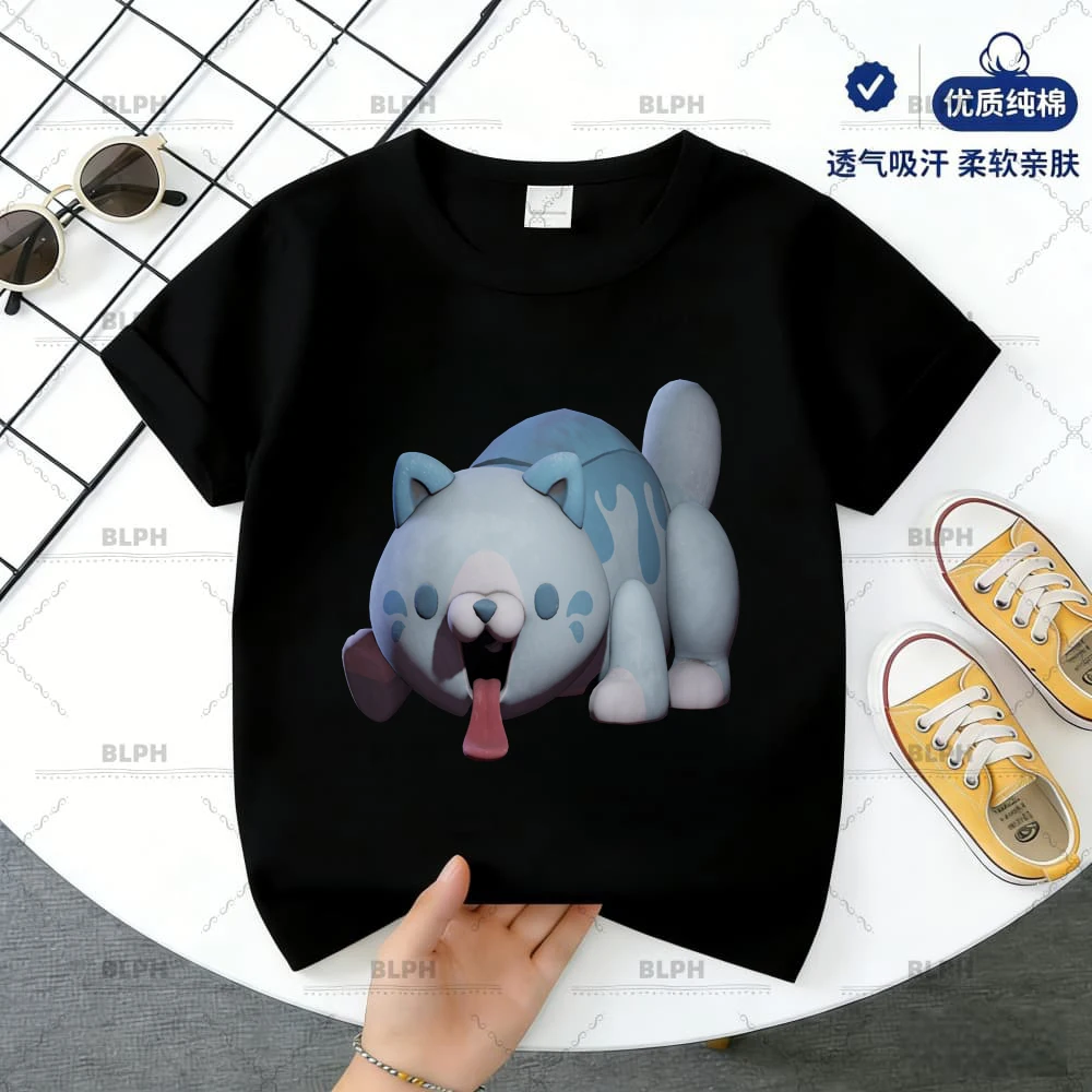 

Детская футболка с плюшевым котом, 100% хлопок, с мультяшным персонажем из игры, для детей 2-14 лет, для мальчиков и девочек, подарок для фанатов Poppy Playtime