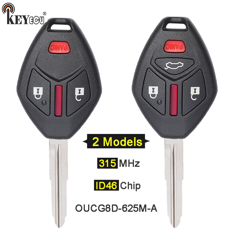 Keyecu ชิป ID46 315MHz OUCG8D-625M-A 3/4ปุ่มกุญแจรีโมทสำหรับ Mitsubishi Lancer I-miev Lancer Outlander 2008-2015