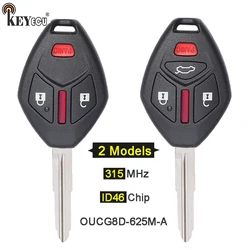 KEYECU 미쓰비시 랜서 i-MiEV 랜서 아웃랜더 2008-2015 용 원격 키 포브, 315MHz ID46 칩 OUCG8D-625M-A, 3/4 단추