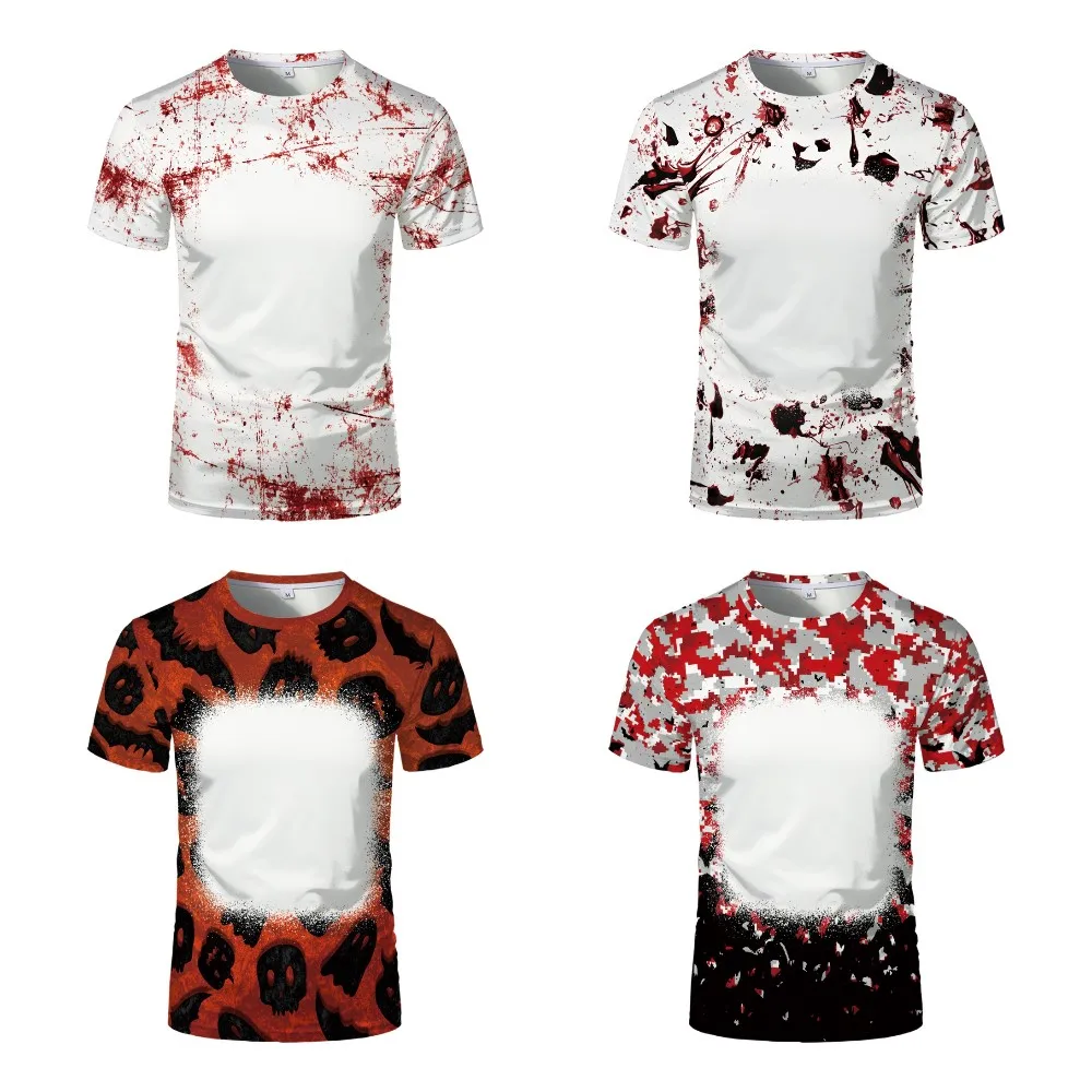 Creative Halloween Tshirts  Sublimation Blank Polyester Tee Tops Short Sleeve T-shirt for Heat Transfer Print