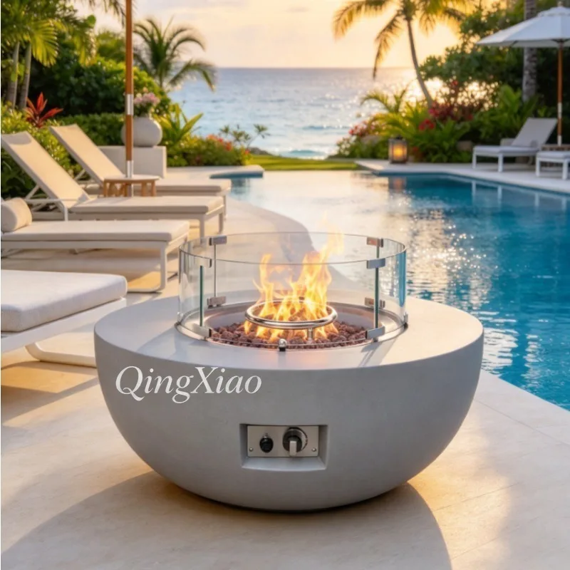 Outdoor Gas Fire Pit Table Patio Backyard Fire Bowl Table For Villa Garden Courtyard Gathering Warmth Leisure Landscape Decor