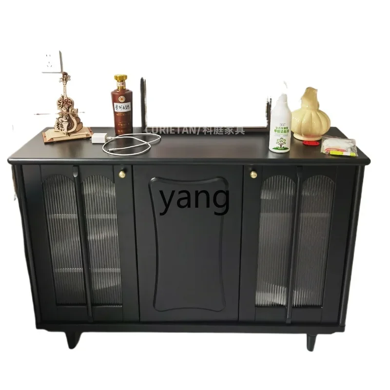 

CX retro black side cabinet porch solid wood storage locker
