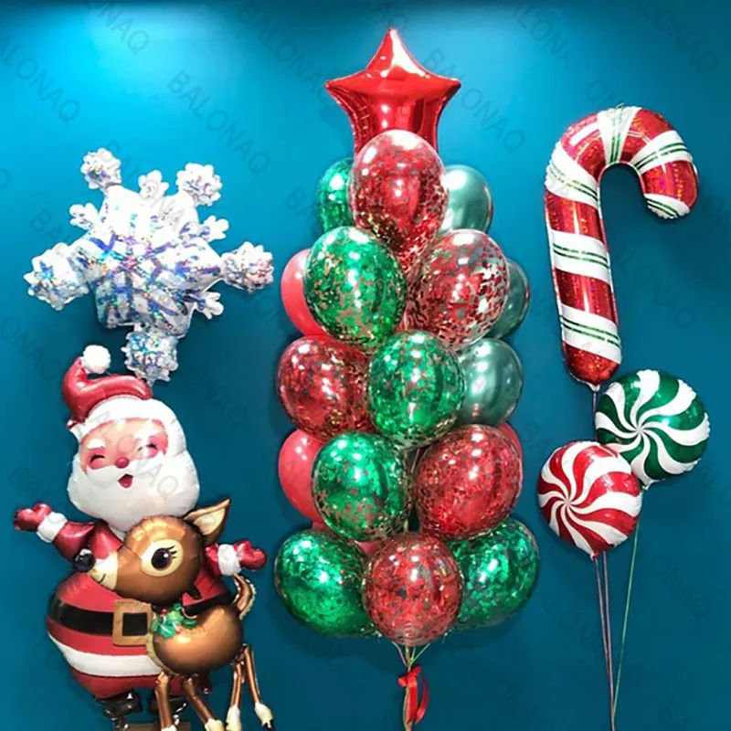 Christmas Foil Balloons Candy Cane Swirl Mylar Balloons Red Green Balloons For Christmas Candies Theme Party Decoration Globos