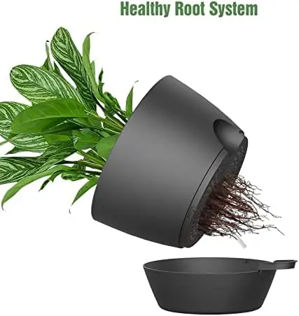 Plantadores com rega automática de 10 polegadas, pacote com 2, pretos