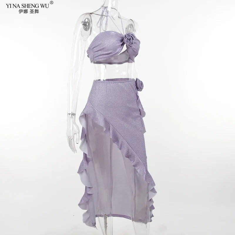 New Belly Dance Practice Clothes Suit Adult Women's Sexy Bra Top+Skirt Set Dance Performance Costume Knit Fine Flicker Skirt