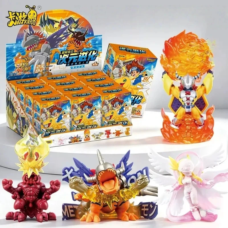 【In Stock】Kayou Digimon Dimensional Evolution Blind Box Game Card Buildable Eraser Mini Figure Desktop Ornament Collectible Gift