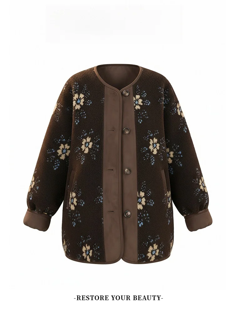 

Уникальная женская хлопковая куртка Thiened Fce: теплая зимняя верхняя одежда с вышивкой, пушистым дизайном и свободным кроем для женщин