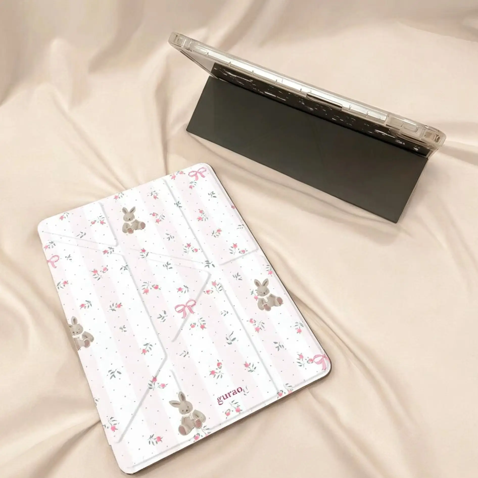 Ins Pink Fragrant Rabbit Bunny Y2K Tablet Case For iPad Pro 13in 11th M5M4 12.9in A16 7/8/9/10th Air4/5/6/7 11in M2M3 Mini Cover
