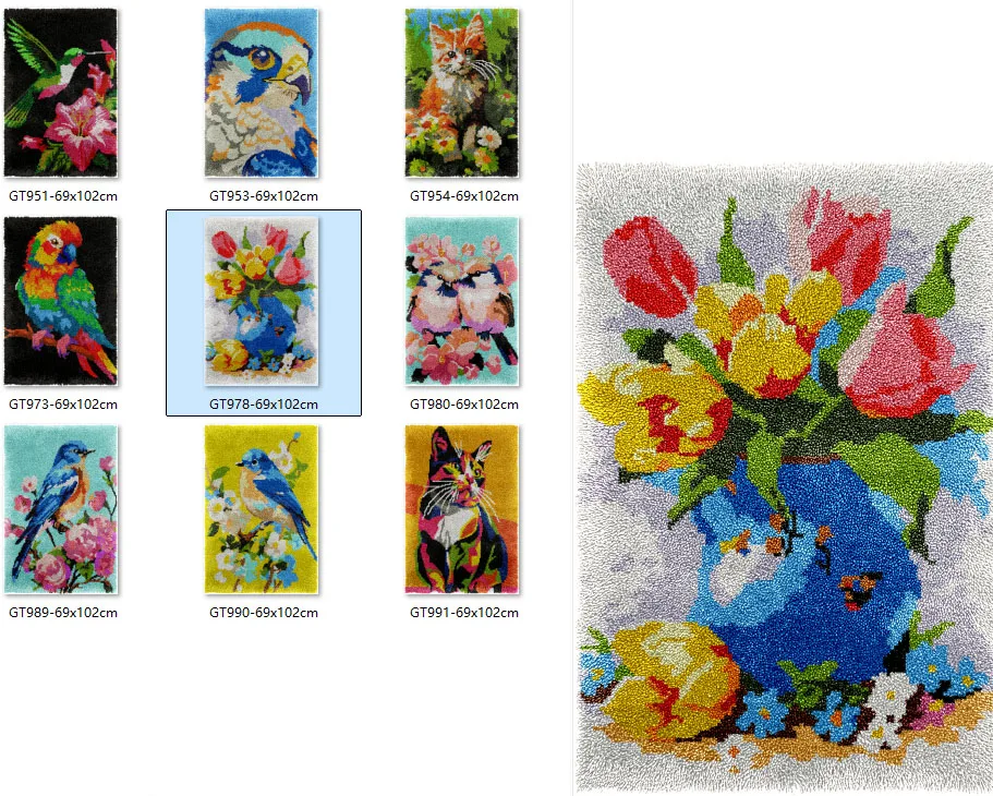 

latch hook kit rug canvas printing handwerken knooppakket diy carpet embroidery handmade Flowers New 69-102CM