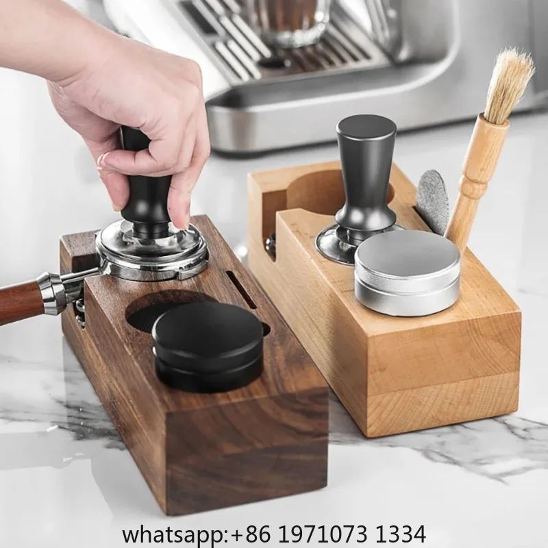51/53/58mm Coffee Portafilter Rack Walnut Distributor Holder Coffee Tamping Portafilter Holder Espresso Tamper Mat  Accessories