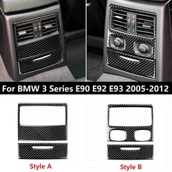 2PCS Carbon Fiber Rear Air Condition Outlet Panel Frame Cover Trim For BMW 3 Series E90 E92 E93 2005-2012 Car Sticker
