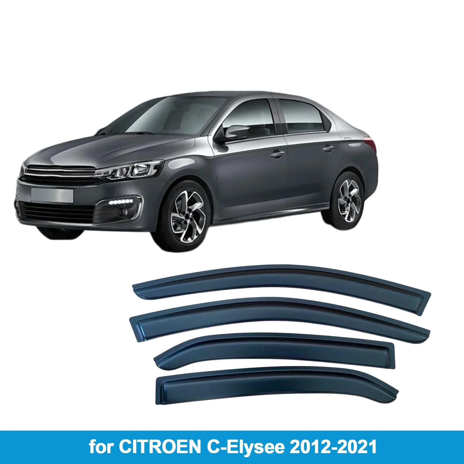 

Window Visor for CITROEN C-Elysee 2012-2021 Rain Guard Side Vent Deflector Weathershield Outside-Mount Tape On