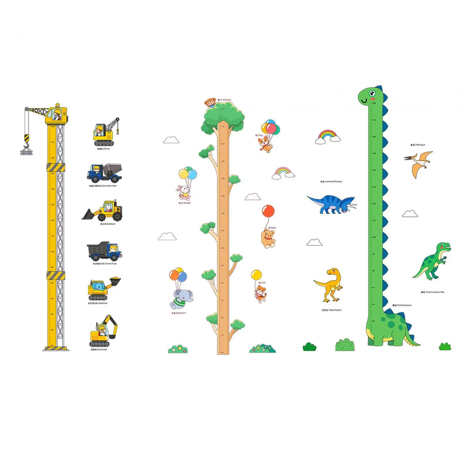 Height Growth Chart Wall Sticker Max 180cm Height Measure Decal for Corridor