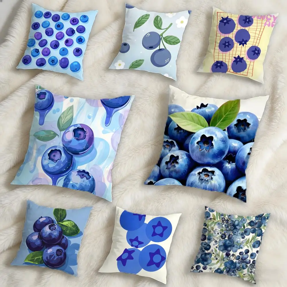 Blueberryillustration Cushion Cover Anti-Dust Mite Short Plush Pillowcase - Invisible Zipper Silky Soft Sofa Cushion Cover