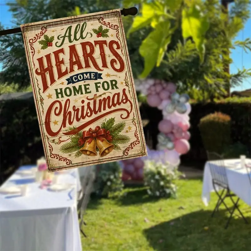 Garden Flag Yard Flag Outdoor Decor All Hearts Come Home for Christmas Outdoor Garden Yard Christmas Decorative Sign for Hol jaa