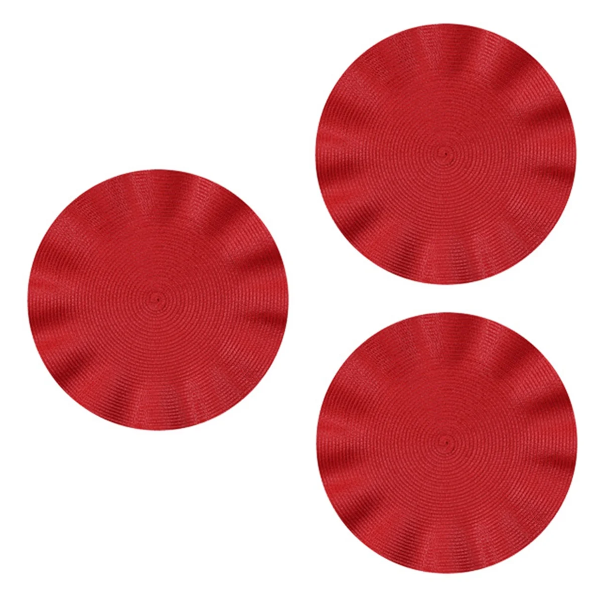 

Wave Round Placemat, Round Anti-Scalding Mat, Dining Table Insulation Western-Style Placemat, Kitchen Table Mat,Red