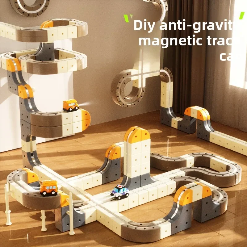 New Electric Magnetic Building Block Rail Car Small Train Puzzle Boy Boy Assembled Magnetic Toy High Speed Rail