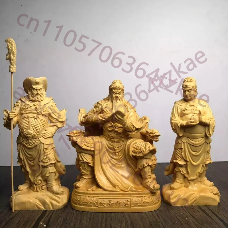 

Набор статуэток Гуань Ю, ручная резьба, из массива дерева, декор для дома, китайский бог воина и богатства