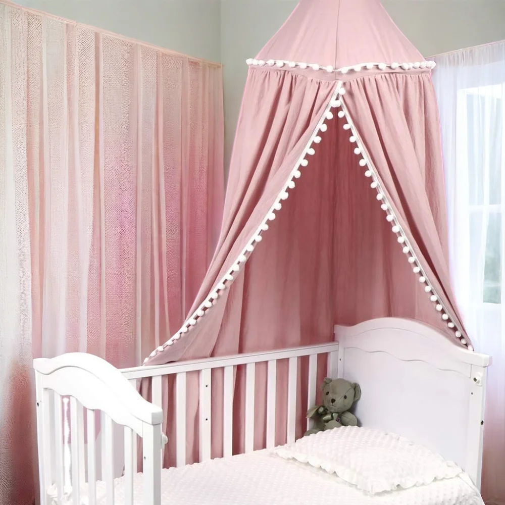 Portable Princess Style Kids Bedding Set Lovely Dome Children Mosquito Net Cotton Bed Canopies for Babies Knitted Technique