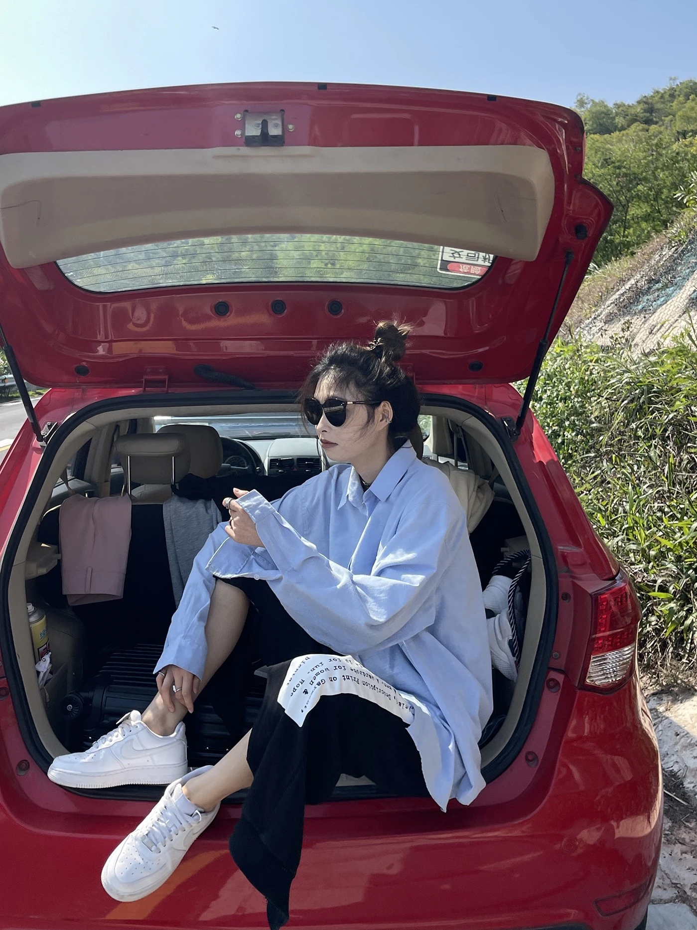 

Classic Blue Women's irt Korean Sle Loose Fit Cotton Polyester Blend Long Sve Autumn Top Outerwear Breathable Skin-Fri...