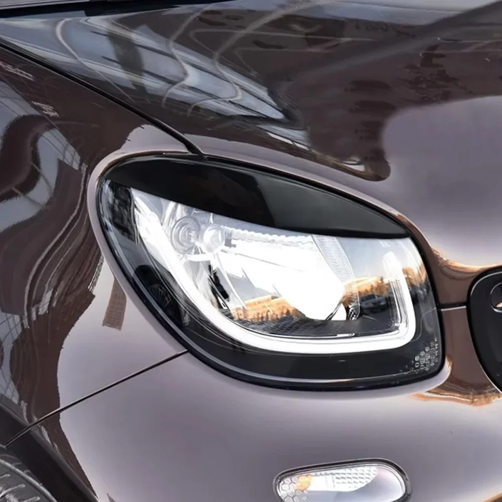 

2Pcs Headlamp Headlight Eyebrow Stickers Trim Carbon Fiber Decor Cover Auto Protective Accessories For Smart Fortwo Forfour 453