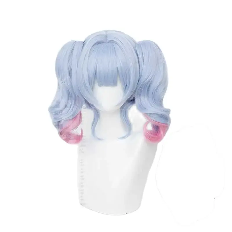 New! Miku Cos Wig 40CM Blue Pink Bicolor Heat Resistant Synthetic Hatsune Hair Halloween Party Cosplay Anime Wig+free Wig Cap