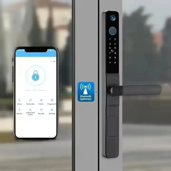 باب ألومنيوم HanDaily ذكي مقاوم للماء واي فاي باب ذكي إلكتروني رقمي للباب الزجاجي المنزلق