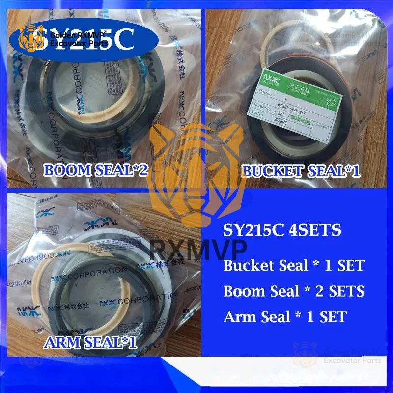 For 4SETS SY215C  Arm/Boom/Bucket Cylinder Seal Kit  SANY 215C Oil Seal Repair Kit Excavator