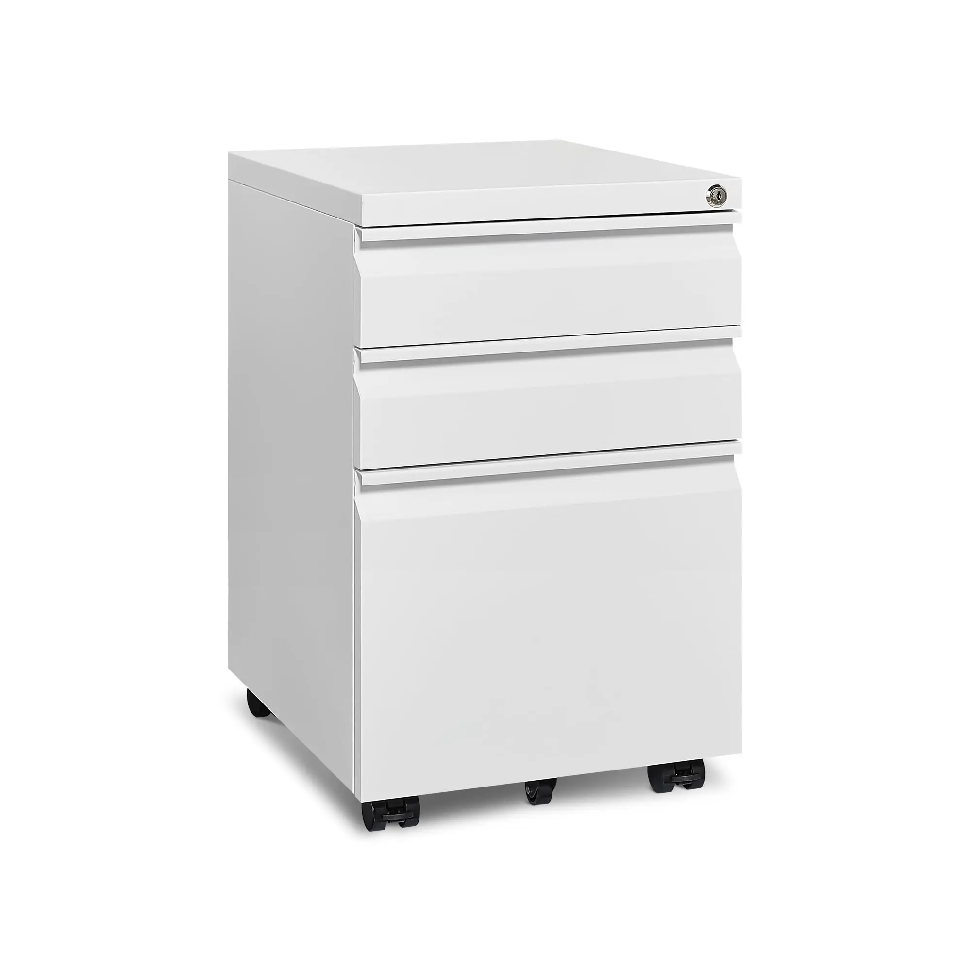 Mobile File Cabinet for Home Office, Lockable 3 Drawer Filing Cabinet with Wheels for A4-Size/Letter-Size/Legal-Size