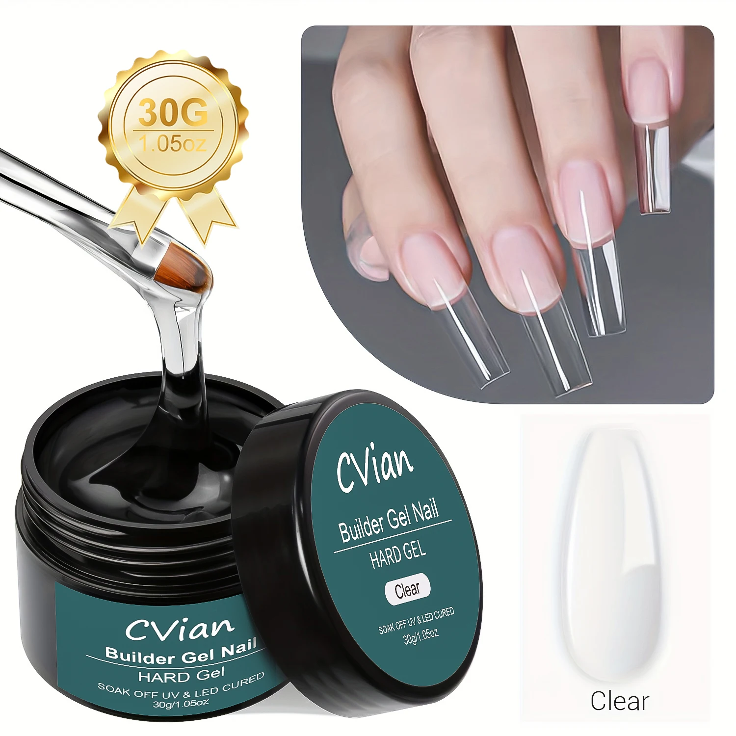 Professional Builder Gel UV Hard Gel for Nail Strengthen Quick Building Long Lasting Soak Off Extension Gel 30g