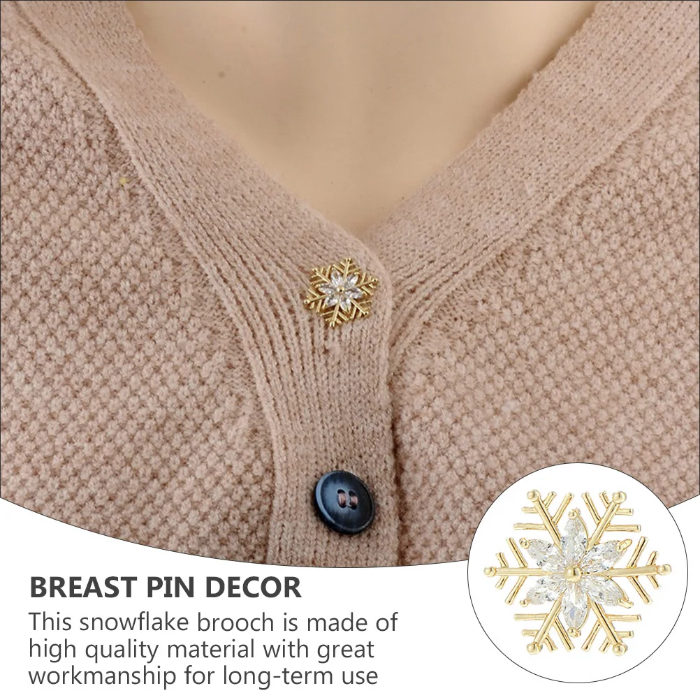 

2Pcs Snowflake Brooch Elegant Alloy Collar Pin Creative Breast Pin All-Match Corsage Decorative Accessory Corsage