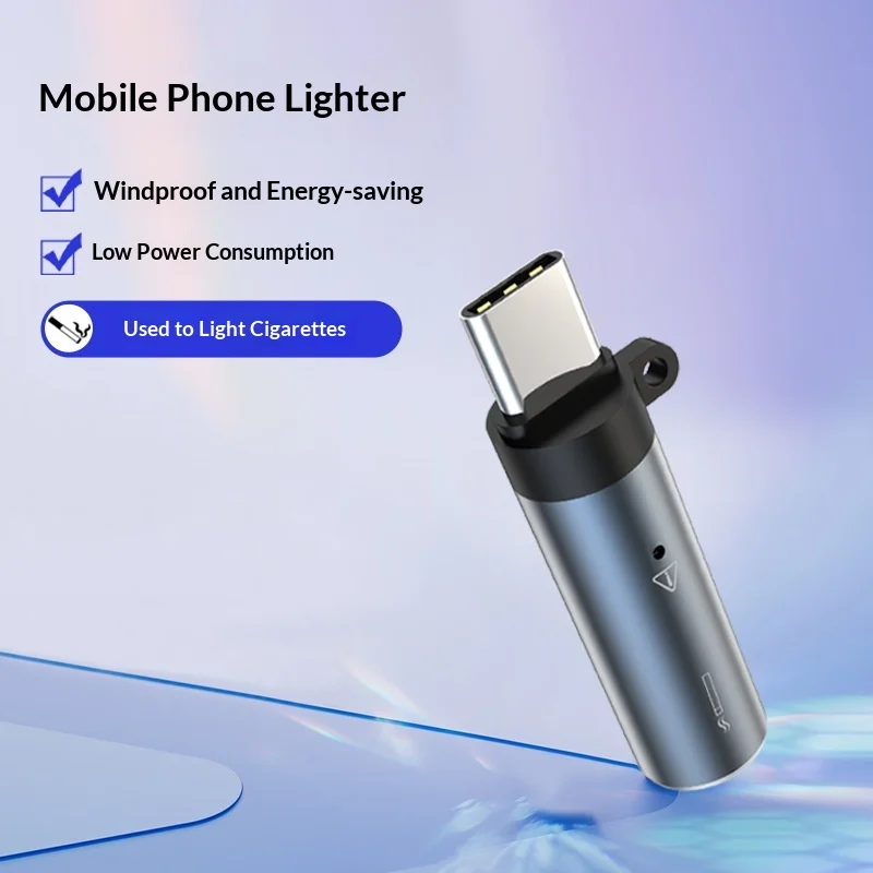 

Мини-зажигалка для телефона с адаптером Type-C, портативная, для прикуривания в локомотивах, аксессуары для курения