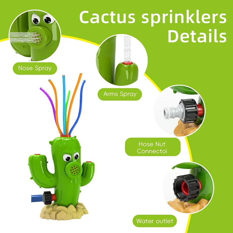 선인장 스프링클러 가족 구성원 야외 물 튀는 장난감 여름 정원 만화 스프링클러 어린이 목욕 장난감