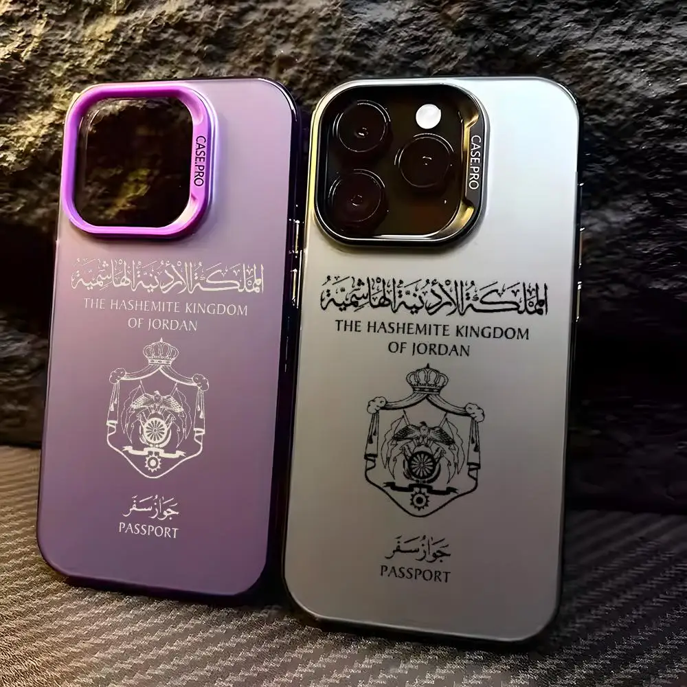 Coque de téléphone J-Jordan Passport pour iPhone 17 16 15 14 13 12 11 Pro Max, design mat, effet laser aurore, coque de téléphone Funda.