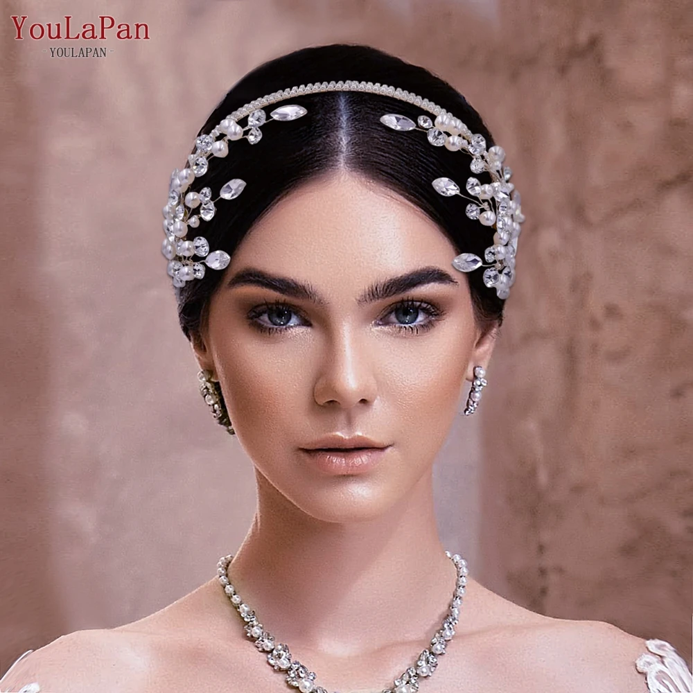 

YouLaPan Bridal Hair Accessories For Wedding Rhinestone Pearl Headband Bridesmaid Gifts Wedding Bridal Jewelry Accessories HP582