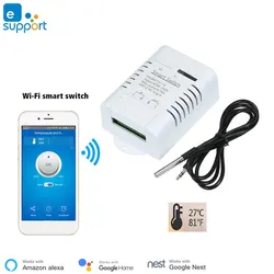 TH-16 Smart Wifi Switch EWelink Temperature and Humidity Monitoring Thermostat 16A for Alexa Google Home Wireless Voice Control