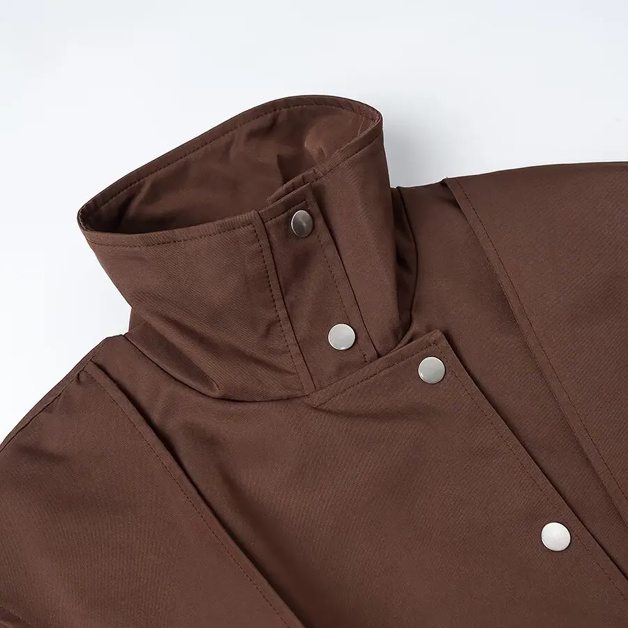 KASLEAD New Women's Fashion High-End Versatile Motorcycle Style Coat Long Sleeve Regular Length Single Button Polyester Fiber