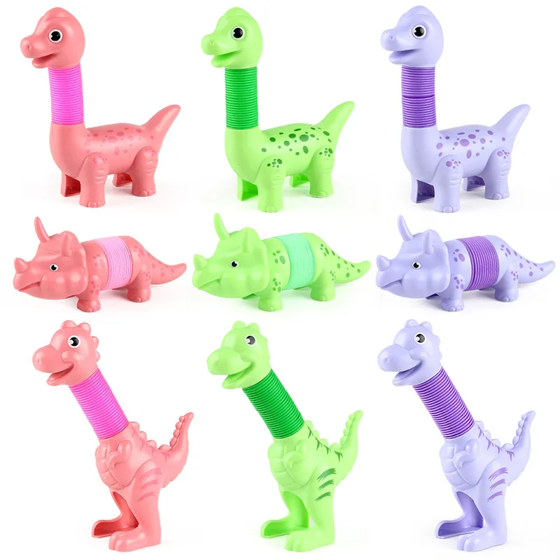 Creative Dinosaur Squeeze Toy Kids Pop Tubes Sensory Toy Stress Relieve Bellows For Girls Boys Teens Childrens Anti-stress Gifts