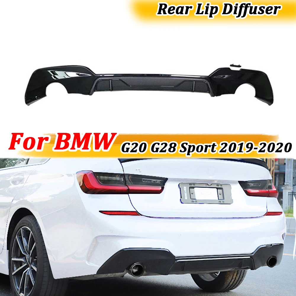 

PP Black Rear Bumper Lip Diffuser For BMW 3 Series G20 G28 M Sport 2019 2020 MP Style Round Exhaust Tip Type Diffuser Styling