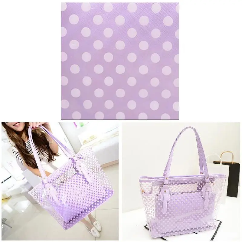 Large Transparent Shoulder Shopper Bag for Women Candy Color Round Dot Decor Fashion Beach Bags Crossbody Reusable Travel Bags