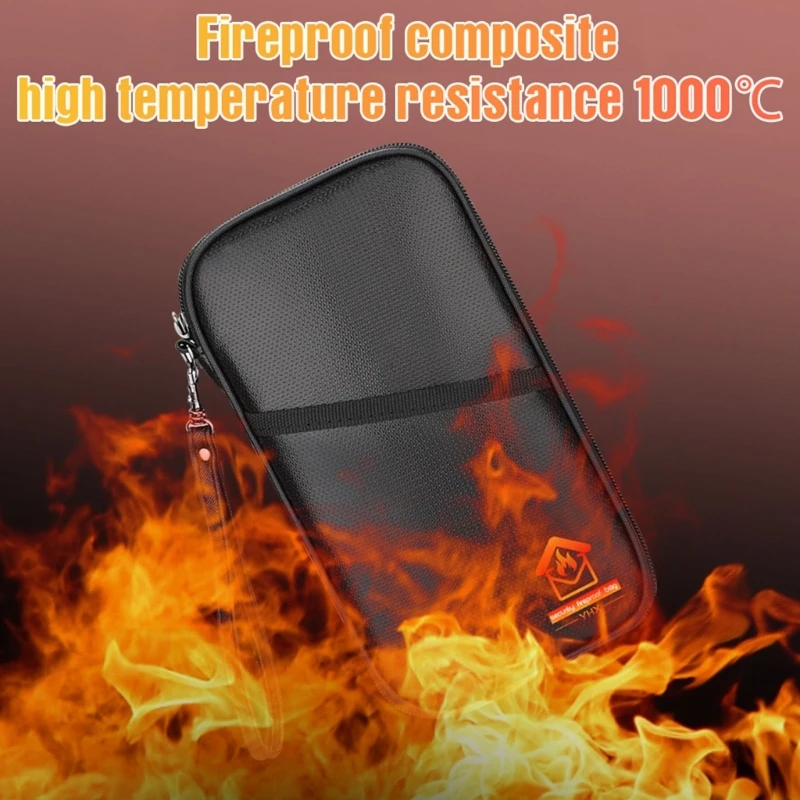 Fireproof and Water Resistant Bag Document Bag Fireproof File Folder for Passport Money Certificates Contract Cards