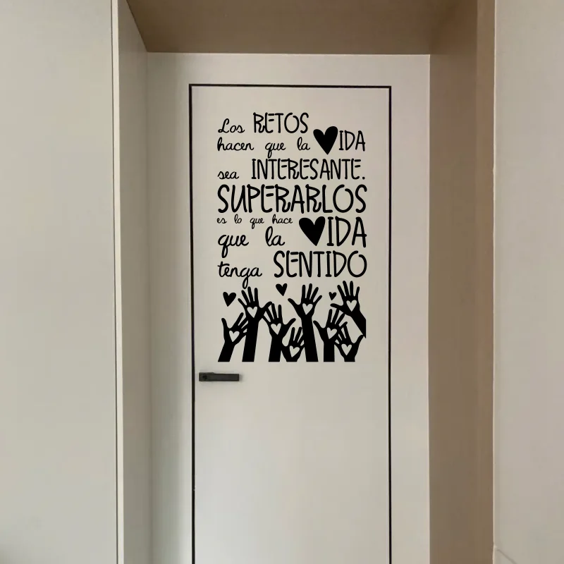 Wall Stickers With Motivating Phrase LOS RETOS HACEN QUE Spanish Quotes Decorative Decals Poster Vinyl Livingroom Murals #48